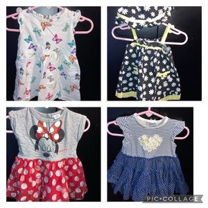 Four (4) Baby Girl Dresses Size 3-6 months 6 months Carters Disney Gymboree